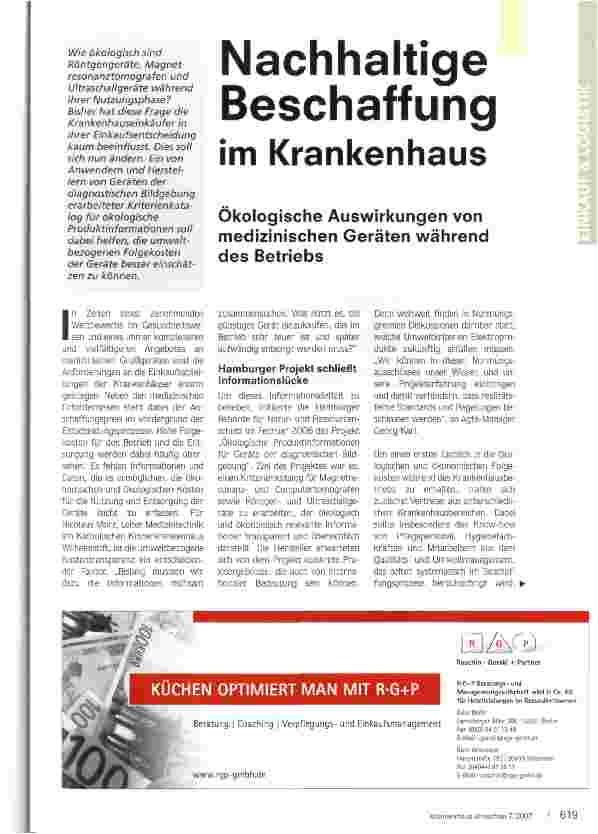Vorschauseite 1: Nachhaltige Beschaffung im Krankenhaus