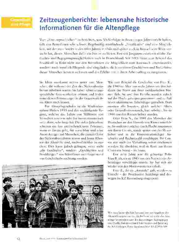 Vorschauseite 1: Zeitzeugenberichte: lebensnahe historische Informationen für die Altenpflege
