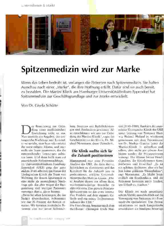 Vorschauseite 1: Spitzenmedizin wird zur Marke