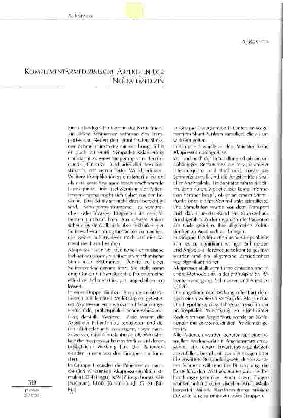 Vorschauseite 1: Komplementärmedizinische Aspekte in der Notfallmedizin