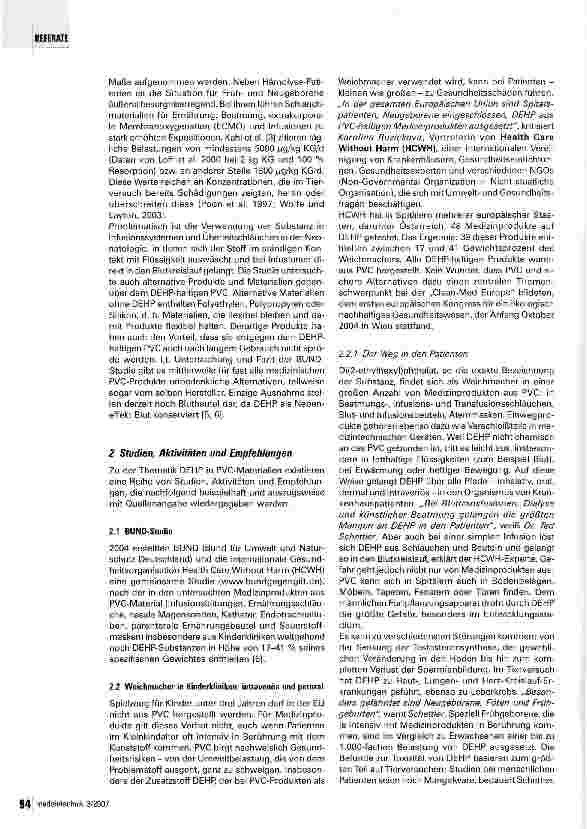 Vorschauseite 3: Weichmacher (DEHP) in Medizinprodukten
