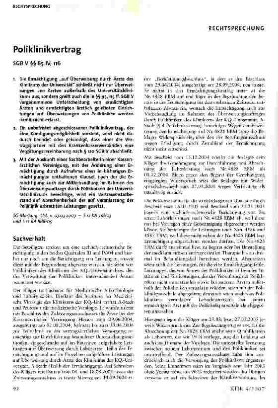 Vorschauseite 1: Poliklinikvertrag