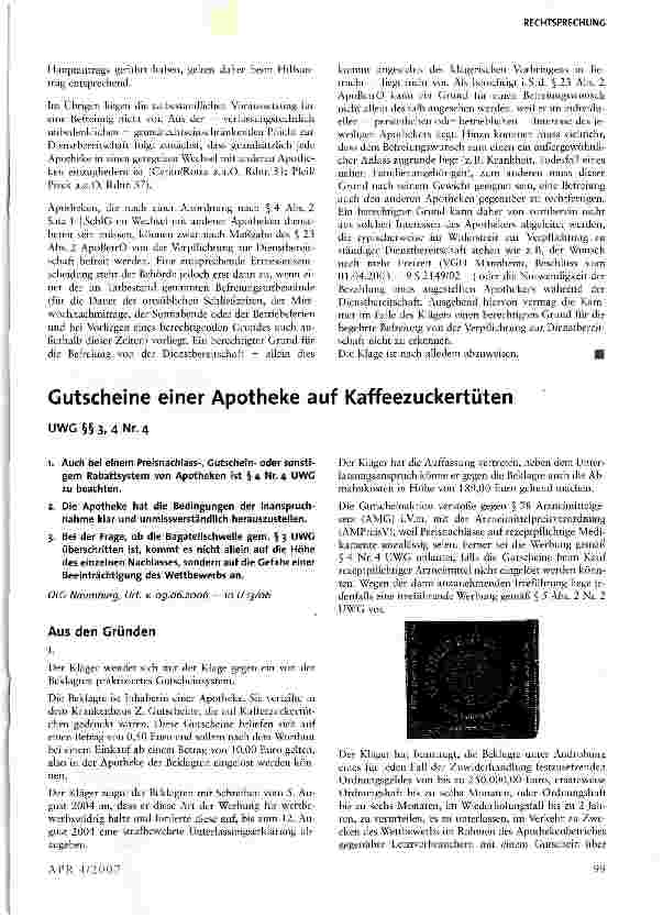 Vorschauseite 1: Gutscheine einer Apotheke auf Kaffeezuckertüten