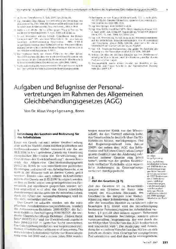 Vorschauseite 1: Aufgaben und Befugnisse der Personalvertretungen im Rahmen des Allgemeinen Gleichbehandlungsgesetzes (AGG)