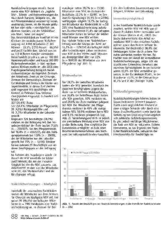 Vorschauseite 3: Nadelstichverletzungen bei Mitarbeitern im Gesundheitswesen: Berufsrisiko oder vermeidbare Infektionsgefährdung? Ergebnisse der Frankfurter Nadelstichstudie
