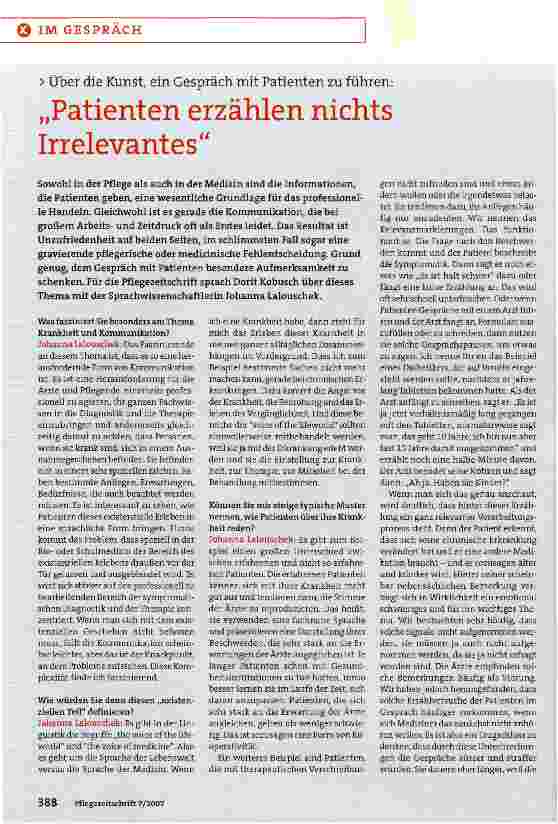 Vorschauseite 1: Patienten erzählen nichts Irrelevantes