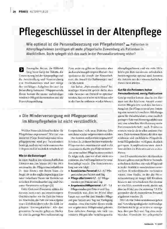 Vorschauseite 1: Pflegeschlüssel in der Altenpflege