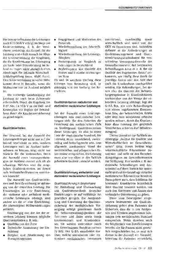 Vorschauseite 2: Qualitätskriterien und Qualitätssicherung im Gesundheitstourismus