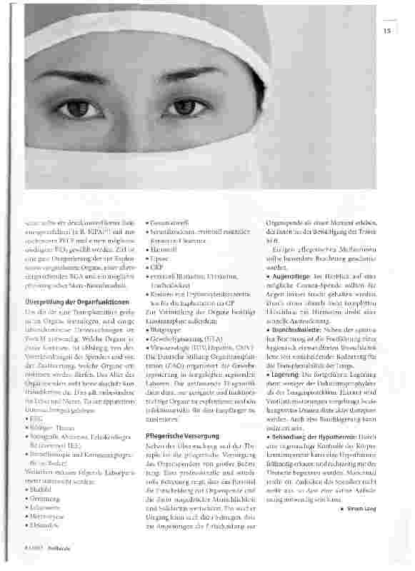 Vorschauseite 2: Überwachung und Pflege hirntoter Patienten