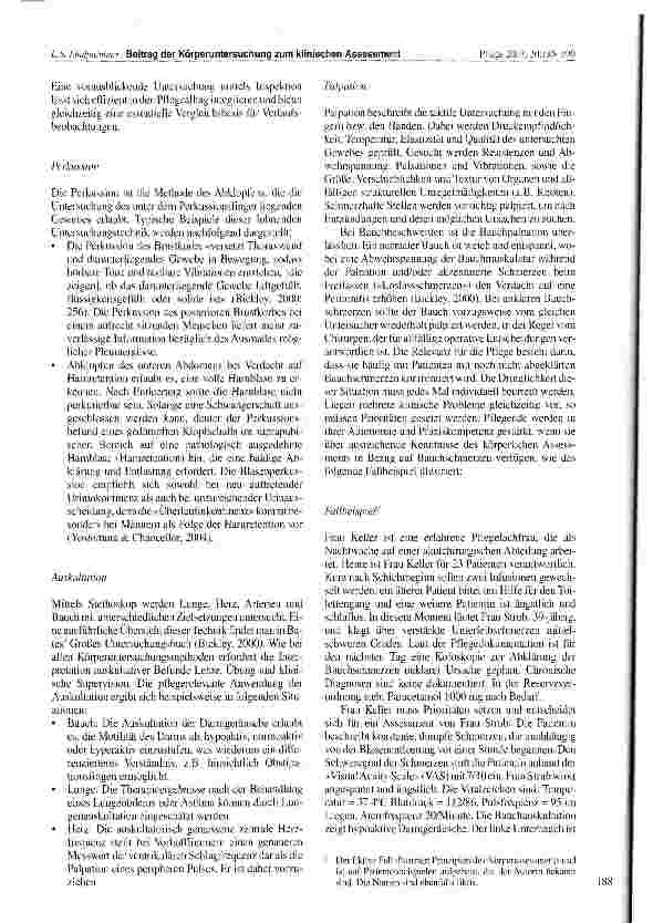 Vorschauseite 4: Der Beitrag der Körperuntersuchung zum klinischen Assessment: Wirksames Instrument der professionellen Pflege