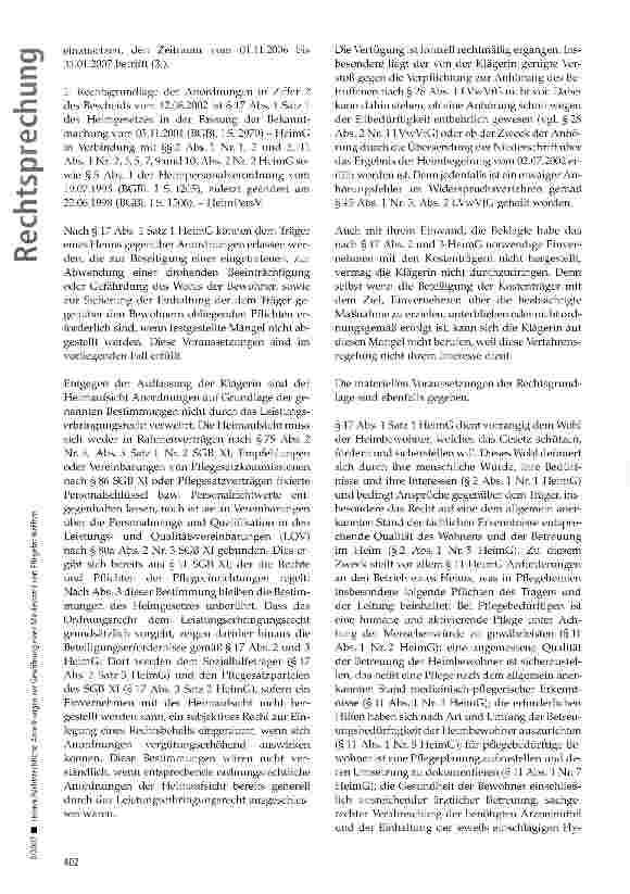 Vorschauseite 5: Heimaufsichtsrechtliche Anordnungen zur Gewährung einer Mindestanzahl von Pflegefachkräften