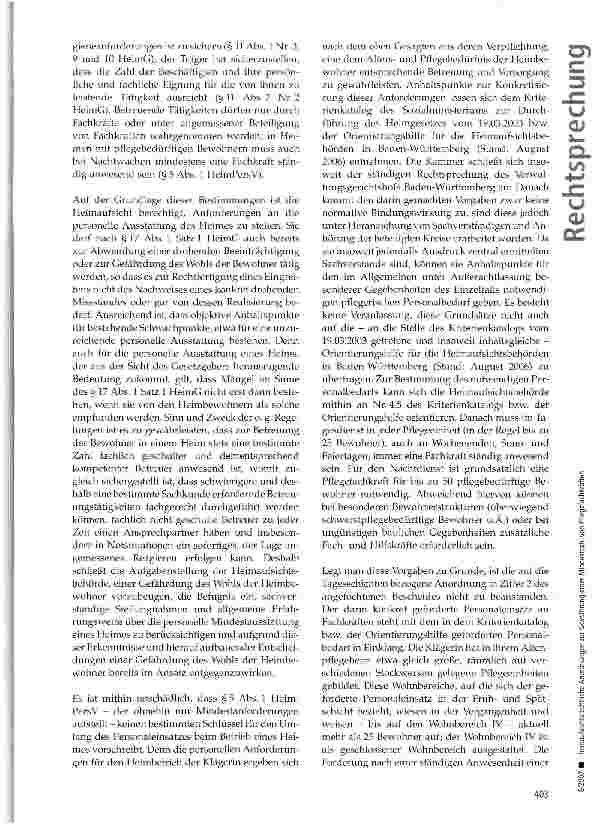 Vorschauseite 6: Heimaufsichtsrechtliche Anordnungen zur Gewährung einer Mindestanzahl von Pflegefachkräften