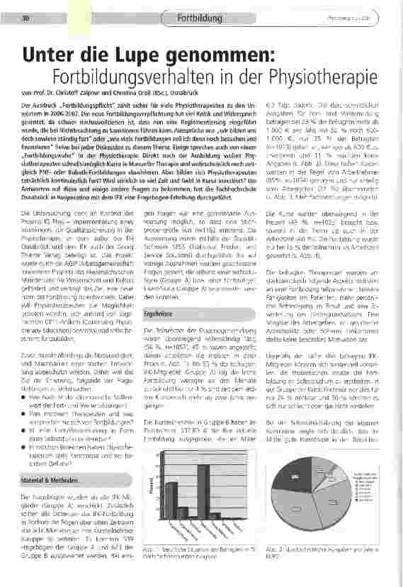 Vorschauseite 1: Unter die Lupe genommen: Fortbildungsverhalten in der Physiotherapie