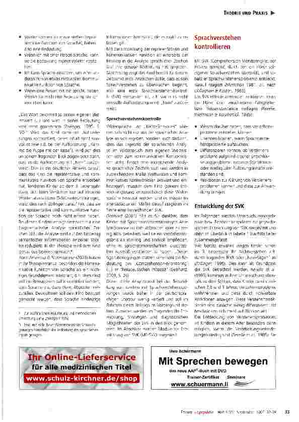 Vorschauseite 2: Sprachverstehenskontrolle -Ein wichtiger Ansatzpunkt in der Therapievon Sprachverstehensstörungen