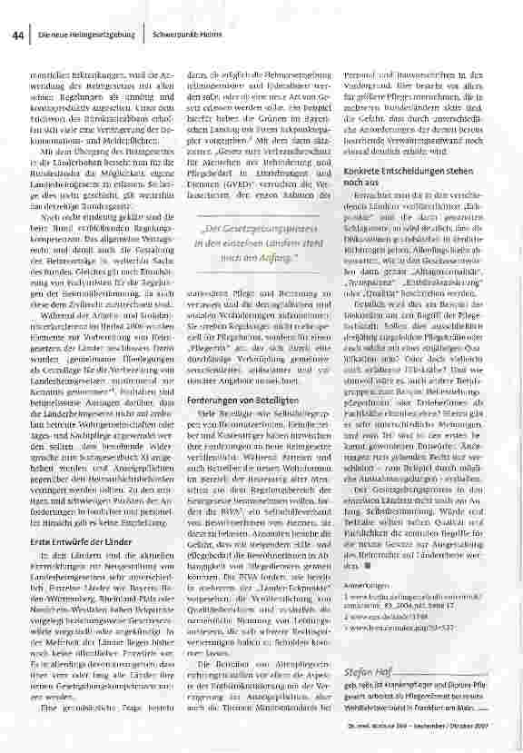 Vorschauseite 2: Die neue Heimgesetzgebung