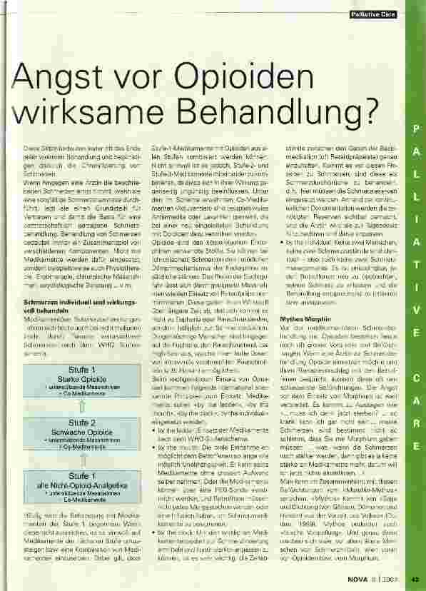 Vorschauseite 1: Angst vor Opioiden wirksame Behandlung?