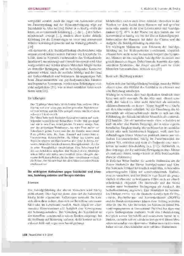 Vorschauseite 3: Suizidalität Älterer -Entstehungsbedingungen, therapeutische Ansätze und Prävention