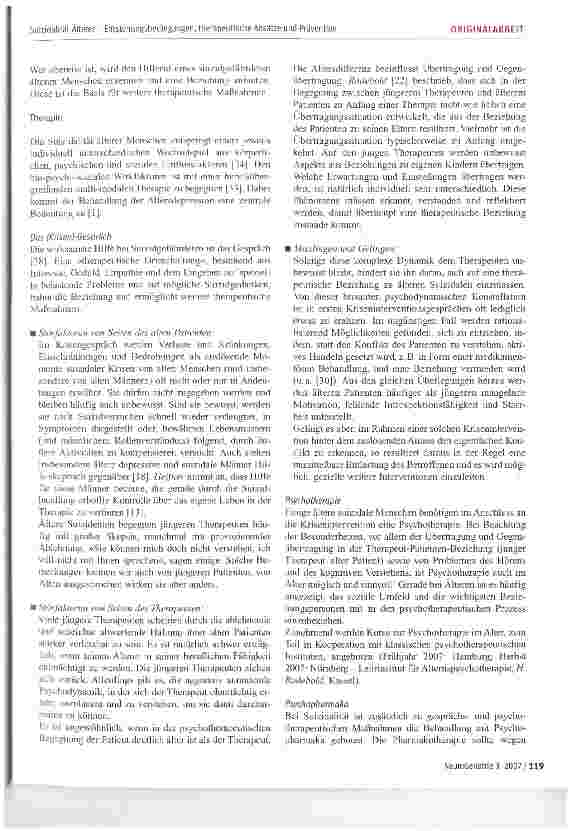 Vorschauseite 4: Suizidalität Älterer -Entstehungsbedingungen, therapeutische Ansätze und Prävention