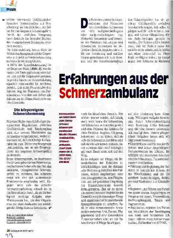 Vorschauseite 1: Erfahrungen aus der Schmerzambulanz
