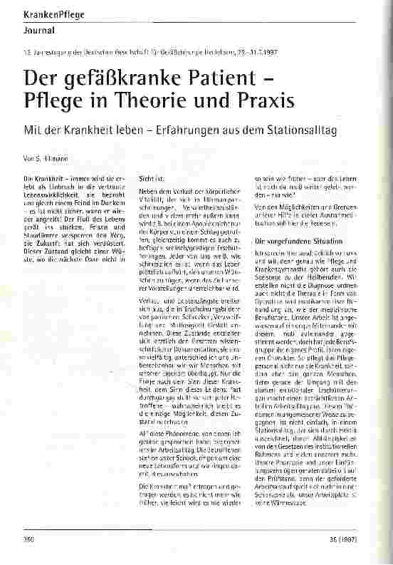 Vorschauseite 1: Der gefäßkranke Patient - Pflege in Theorie und Praxis Mit der Krankheit leben - Erfahrungen aus dem Stationsalltag