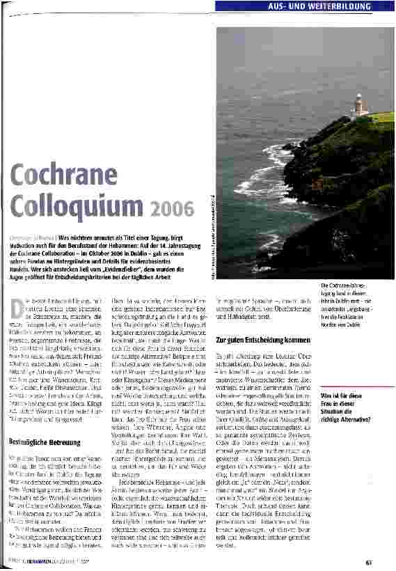 Vorschauseite 1: Cochrane Colloquium 2006