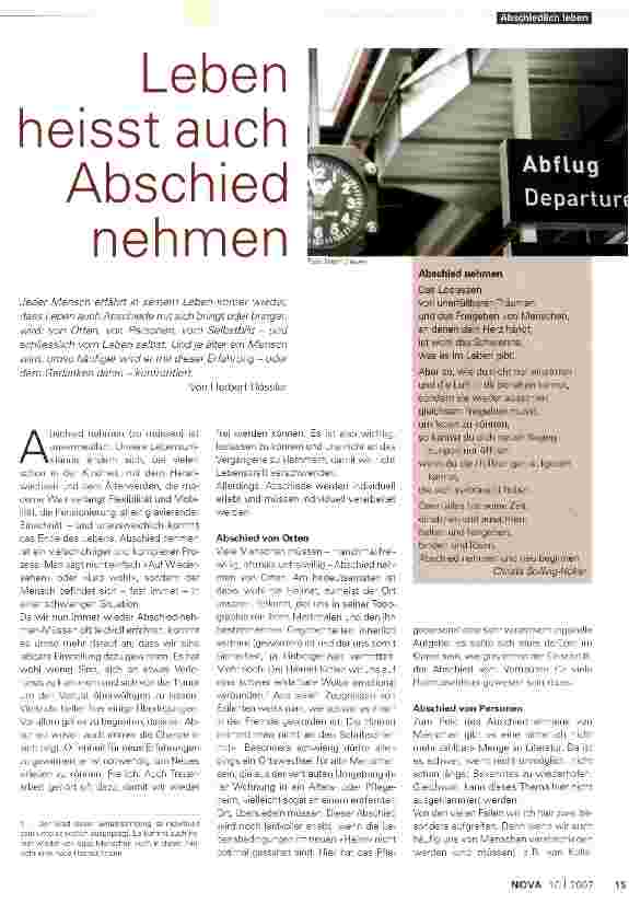 Vorschauseite 1: Leben heisst auch Abschied nehmen