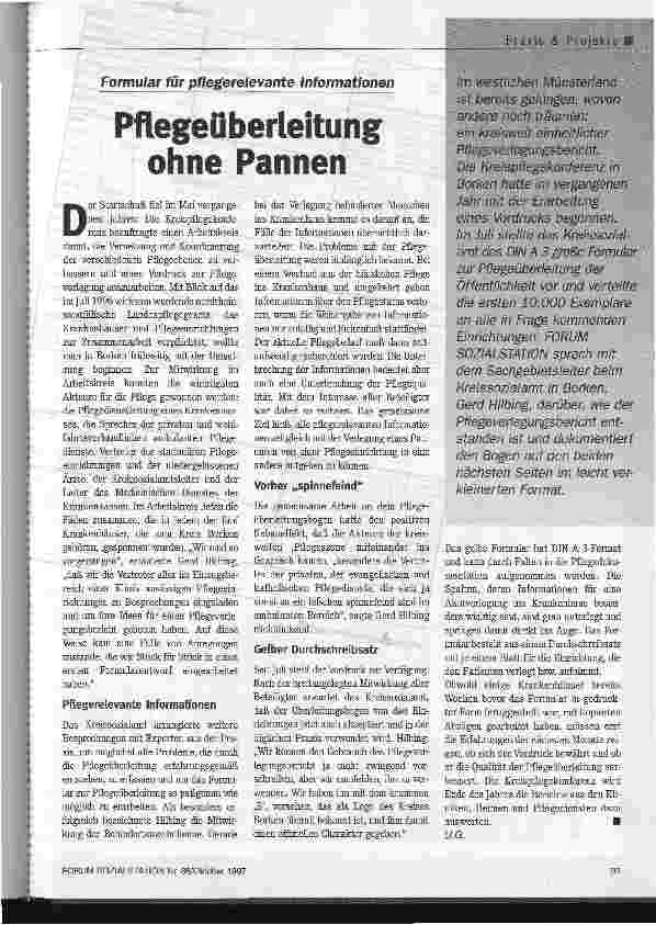 Vorschauseite 1: Pflegeüberleitung ohne Pannen Formular für pflegerelevante Informationen