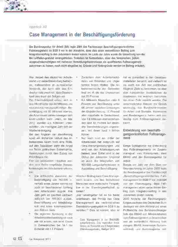Vorschauseite 1: Case Management in der Beschäftigungsförderung