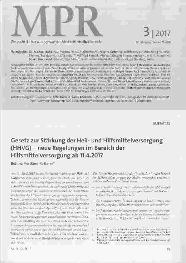 Vorschauseite 1: Gesetz zur Stärkung der Heilund Hilfsmittelversorgung (HHVG) neue Regelungen im Bereich der Hilfsmittelversorgung ab 11. 4. 2017