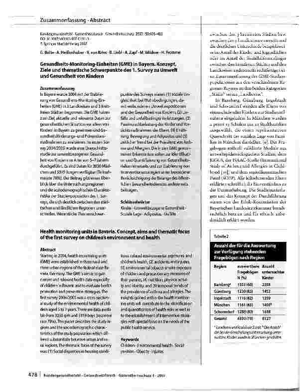 Vorschauseite 3: Gesundheits-Monitoring-Einheiten (GME) in Bayern
