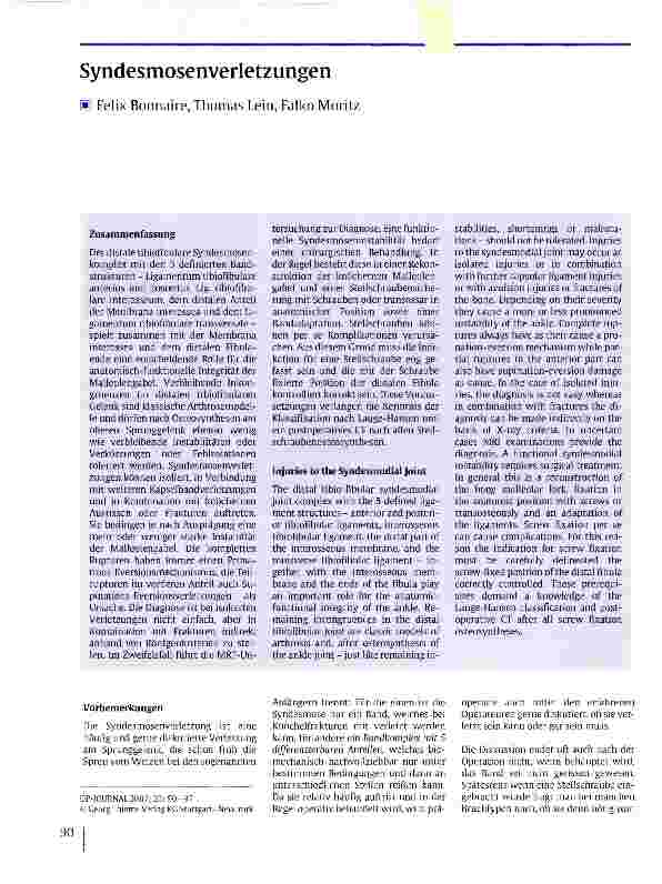 Vorschauseite 1: Syndesmosenverletzungen