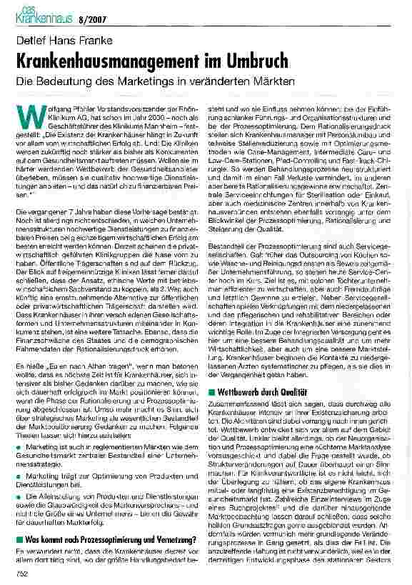 Vorschauseite 1: Krankenhausmanagement im Umbruch