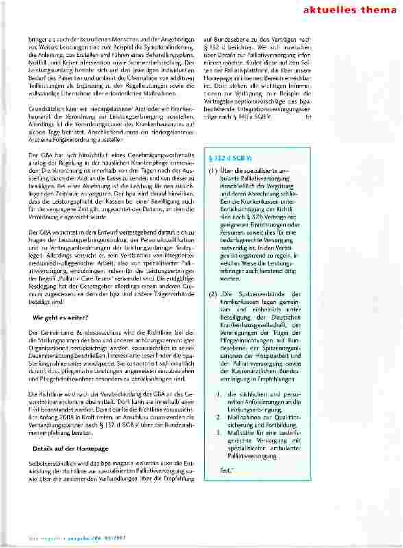 Vorschauseite 2: Eckpunkte der spezialisierten Palliativversorgung