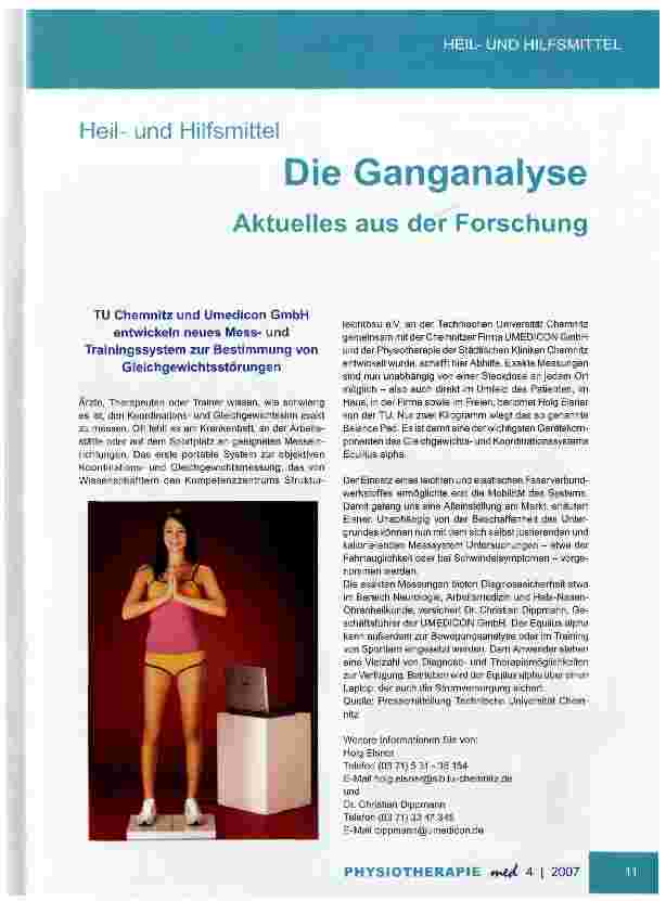 Vorschauseite 1: Die Ganganalyse Aktuelles aus der Forschung