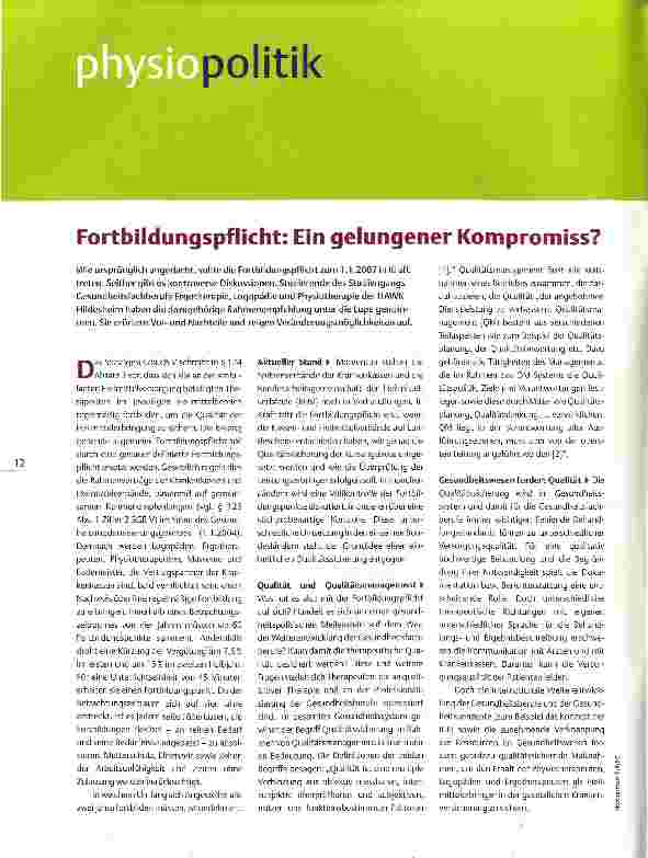 Vorschauseite 1: Fortbildungspflicht: Ein gelungener Kompromiss?