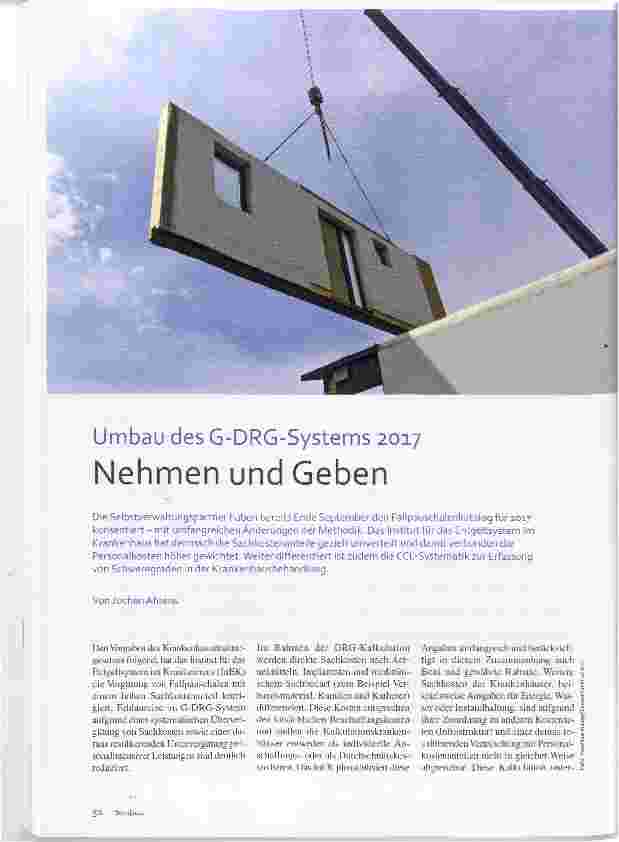 Vorschauseite 1: Umbau des G-DRG-Systems 2017 Nehmen und Geben