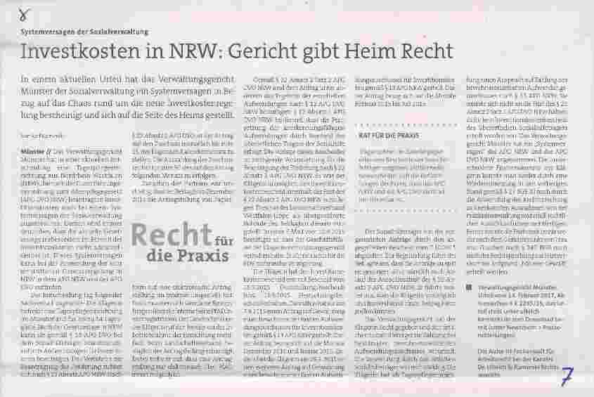 Vorschauseite 1: Investkosten in NRW: Gericht gibt Heim Recht