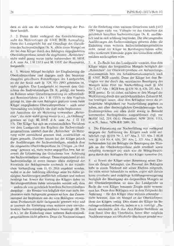 Vorschauseite 2: Mangel an der Oberkieferprothese