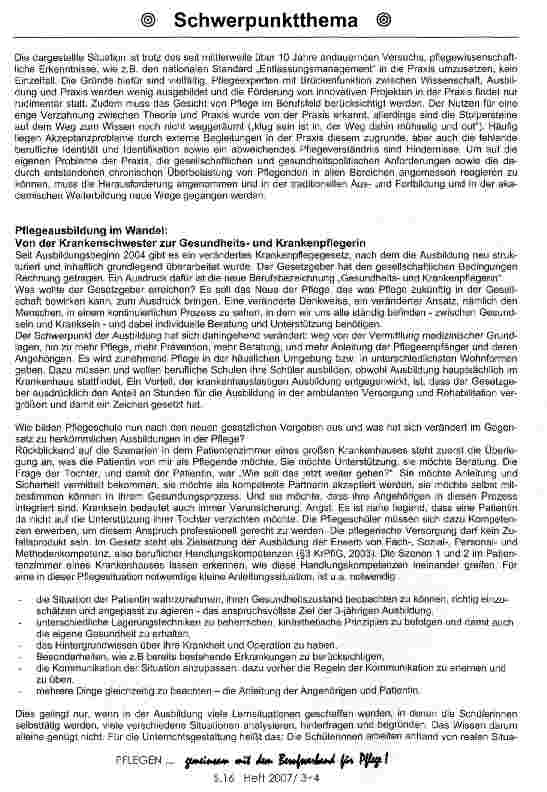 Vorschauseite 6: Krankenschwester ade - das neue Gesicht der Pflege