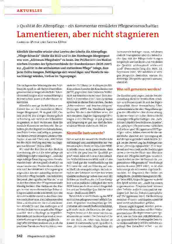 Vorschauseite 1: Lamentieren, aber nicht stagnieren