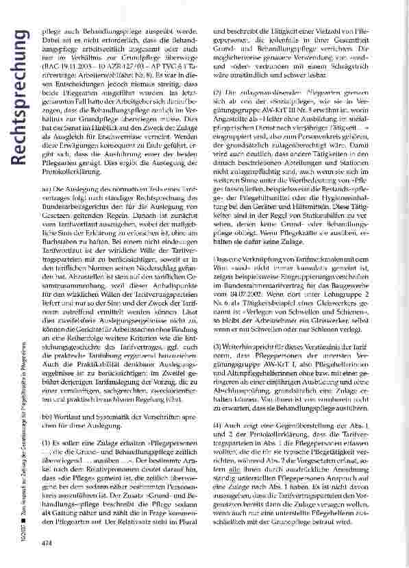Vorschauseite 5: Zum Anspruch auf Zahlung der Geriatriezulage für Pflegehilfskräfte in Pflegeheimen
