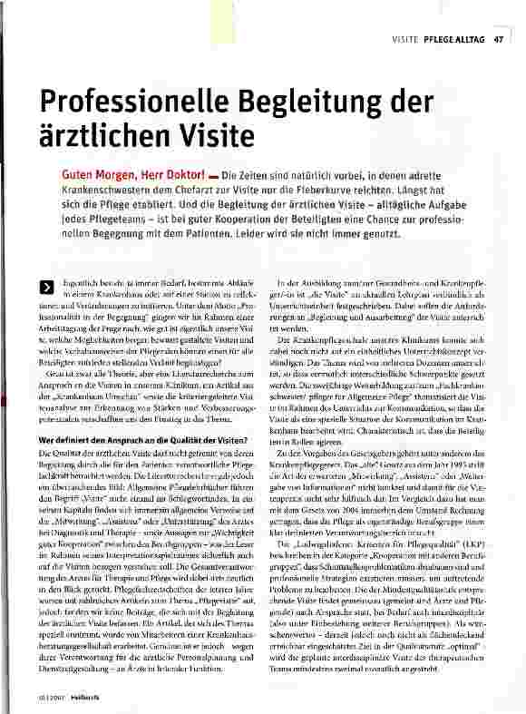 Vorschauseite 1: Professionelle Begleitung der ärztlichen Visite