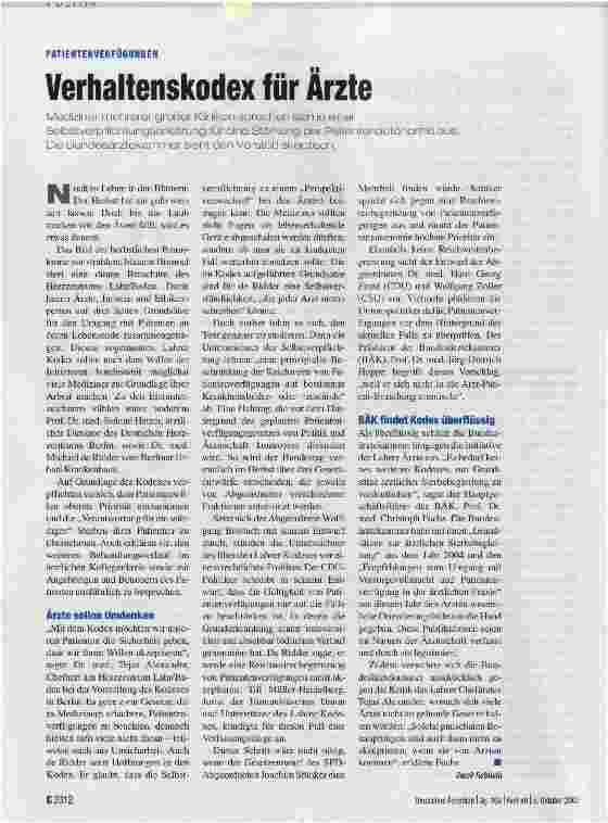 Vorschauseite 1: Verhaltenskodex für Arzte
