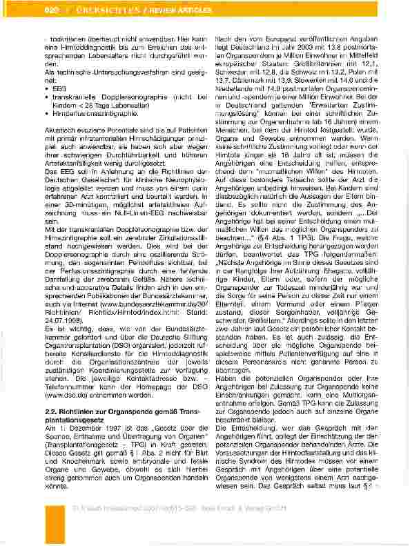 Vorschauseite 5: Praktisches Vorgehen bei der Organspende