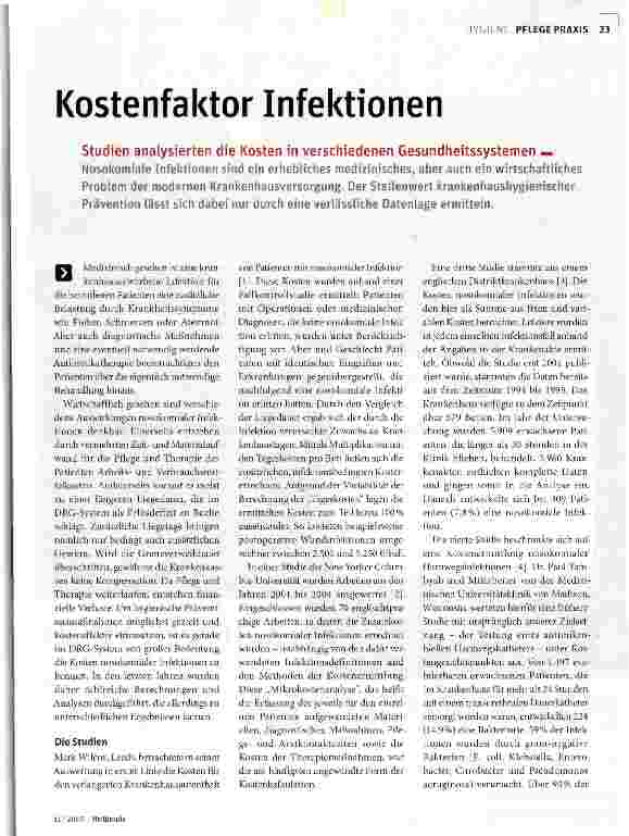 Vorschauseite 1: Kostenfaktor Infektionen