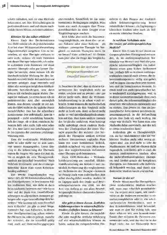 Vorschauseite 3: Anthroposophische Medizin in der Forschung