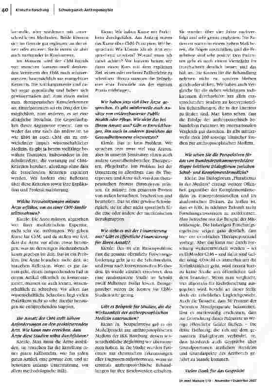 Vorschauseite 5: Anthroposophische Medizin in der Forschung