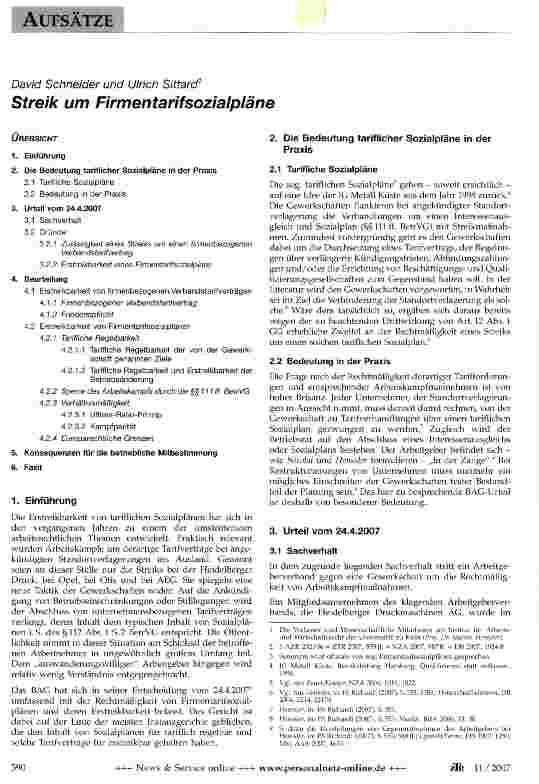 Vorschauseite 1: Streik um Firmentarifsozialpläne