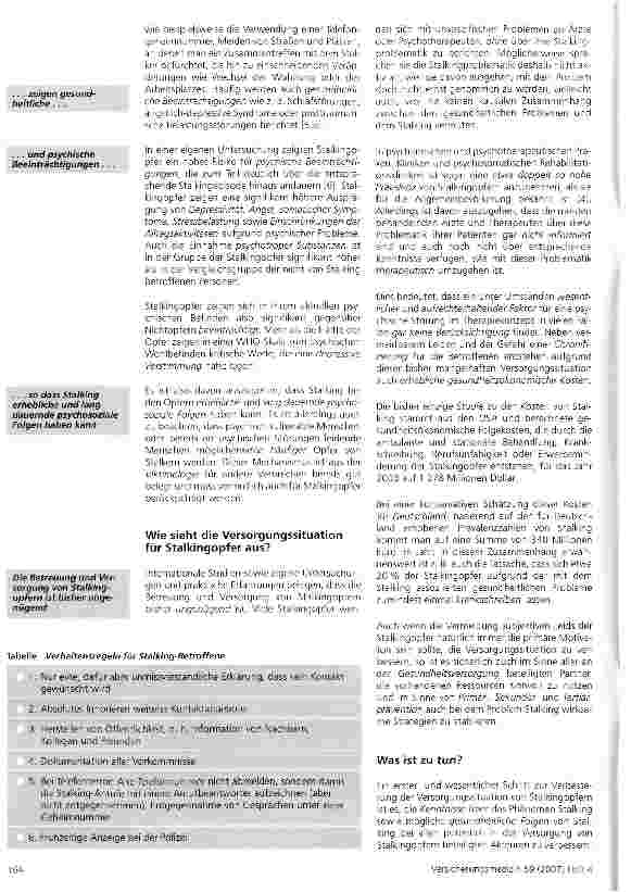 Vorschauseite 2: Versorgungslücken und ökonomische Folgekosten von Stalking