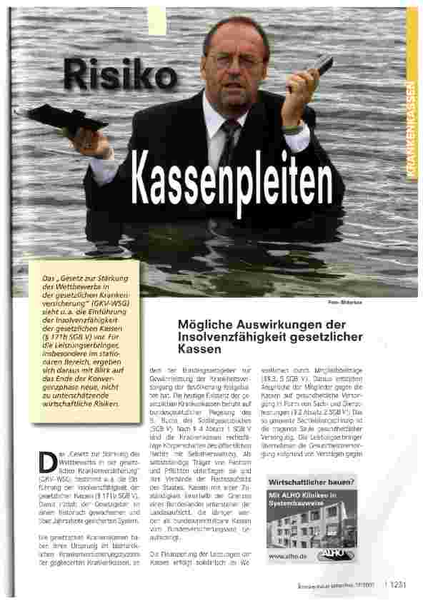 Vorschauseite 1: Risiko Kassenpleiten